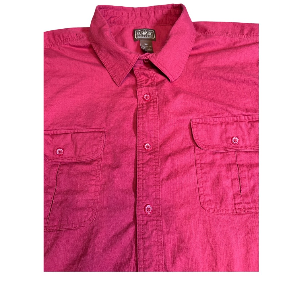 CE SCHMIDT WORKWEAR Men's Red Short Sleeve Button Up Shirt Size‎ 3XL 100% Cotton